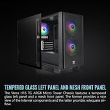 Thermaltake Versa H16 TG ARGB Black Micro ATX Tower Case; Tempered Glass Side Panel; 3 Pre-Installed ARGB Fans; CA-1Y8-00S1WN-02; 3 Year Warranty