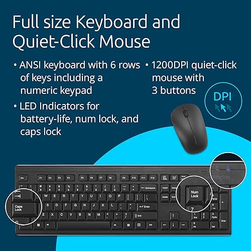 Kensington KM150 EQ Wireless Desktop Set, Wireless Keyboard & Mouse (K75562NA)