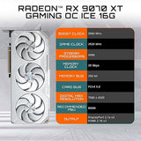 GIGABYTE Radeon™ RX 9070 XT Gaming OC ICE 16G Graphics Card (16GB GDDR6, 512-bit, PCIe 5.0, HDMI/DP 2.1, 2.7 Slot, Hawk Fan, Server-Grade Thermal Gel, Reinforced Structure)