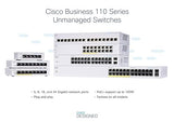 Cisco Business CBS110-16T-D Unmanaged Switch | 16 Port GE | Limited Lifetime Protection (CBS110-16T-D) 16-port GE