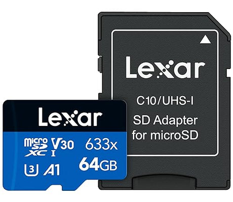 Lexar High-Performance 633x 64GB MicroSDXC UHS-I Card with SD Adapter (LSDMI64GBBNL633A) 64GB w/SD Adapter
