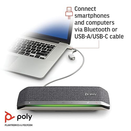 Poly - Sync 40 Smart -Speakerphone (Plantronics) - Flexible Work Spaces - Connect to PC/Mac via Combined USB-A/USB-C -Cable and Smartphones via -Bluetooth - Works with Teams, Zoom & More
