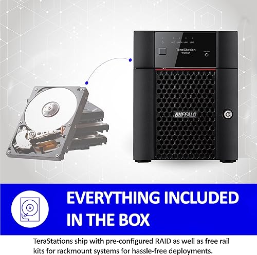 BUFFALO TeraStation 3430DN 4-Bay 8TB (2x4TB) Desktop Small-Med Business NAS w/Hard Drives Included 8TB (2x4TB) Partially Populated