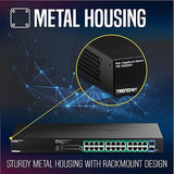 TRENDnet 26-Port Gigabit EdgeSmart PoE+ Switch, TPE TG262ES, 380W PoE Power Budget, 24 x Gigabit PoE+ Ports, 2 x Gigabit SFP Ports, Managed Network Ethernet Switch, Lifetime Protection, Black