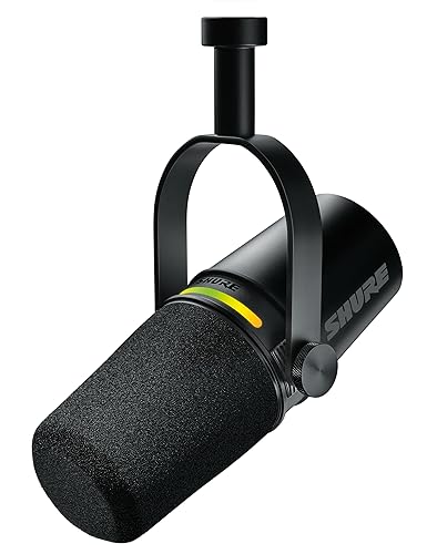 Shure MV7+ Podcast Dynamic Microphone. OBS Certified, Enhanced Audio, LED Touch Panel, USB-C & XLR Outputs, Auto Level Mode, Digital Pop Filter, Reverb Effects, Podcasting, Streaming, Recording -Black USB - Black