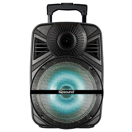 IQ Sound IQ-5012DJBT 12-inch Portable Bluetooth Speaker with True Wireless Technology, 12 High Efficiency Woofer, BT Receiver, FM Radio, RMS: 30 W, Flashing Lights, USB/Micro SD /AUX/Mic Inputs