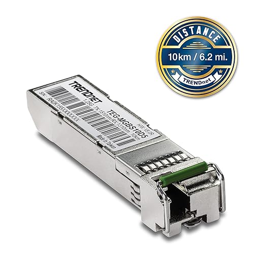 TRENDnet SFP Dual Wavelength Single-Mode LC Module, Up to 10 km (6.2 Miles), Must Pair with TEG-MGBS10D3 or Other Compatible Module, TEG-MGBS10D5 1550/1310 10KM