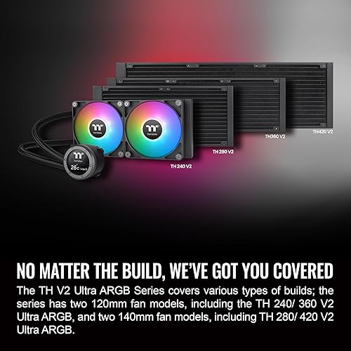 Thermaltake TH280 V2 Ultra ARGB Sync/AlO Liquid Cooler/ARGB Fan 140 * 2/PWM 500~1800rpm/Water Block 2.1 LCD/Black, CL-W385-PL14SW-A LCD 280mm Black