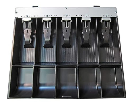 APG VPK-15B-2A-BX Vasario Series Standard-Duty ABS Plastic Till for Cash Drawer, 5 Bill Compartments, 5 Coin Compartments, 14.2 x 2.35 x 12.05