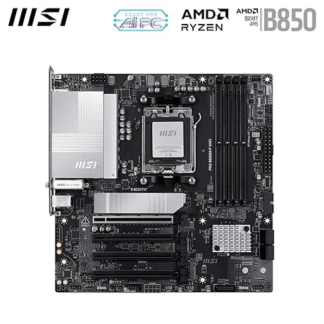 MSI PRO B850M-P WiFi Motherboard, ATX - Supports AMD Ryzen 9000/8000 / 7000 Processors, AM5 - DDR5 Memory Boost (8200+ MT/s OC), PCIe 5.0 x16 & 4.0 x16, M.2 Gen5, Wi-Fi 7, 5G LAN