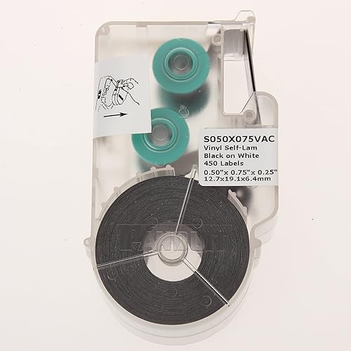 Panduit S100X125VAC P1 Cassette Self-Laminated Label, Vinyl, White White 1.00 by 1.25-Inch