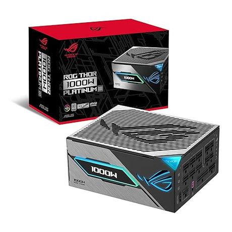 ASUS ROG Thor 1000W Platinum III PSU (80 Plus Platinum Certified, ATX 3.1, GaN MOSFET, GPU-First Intelligent Voltage Stabilizer, Magnetic OLED Display, Turbo Mode, 10-Year Warranty)