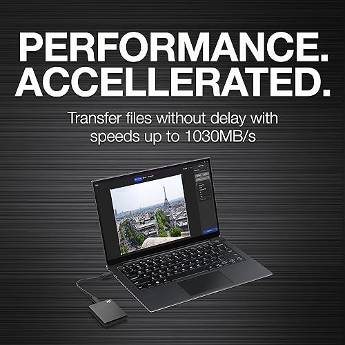 Seagate One Touch External Solid State Drive, 1 TB, USB 3.0, Black
