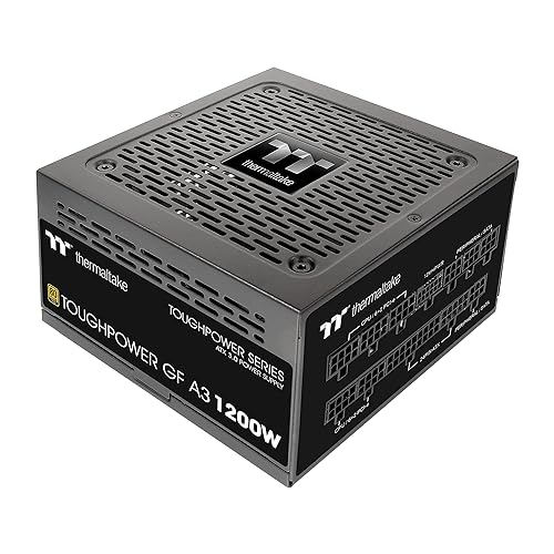 Thermaltake Toughpower GF A3 1200W, True 600W 12VHPWR Connectors on PSU & NVIDIA RTX 40 Series, ATX 3.0/PCI-E 5.0, 80+ Gold, SLI/Crossfire Ready Power Supply, PS-TPD-1200FNFAGU-L, 10 Year Warranty Black 1200W Gold (ATX 3.0)