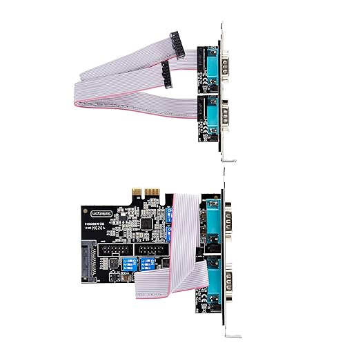 StarTech.com 4-Port Serial PCIe Card, Quad-Port PCI Express to RS232/RS422/RS485 DB9 Serial Card, Standard/Low-Profile Brackets, 16C1050 UART, ESD Protection, Windows/Linux (PS74ADF-SERIAL-CARD)