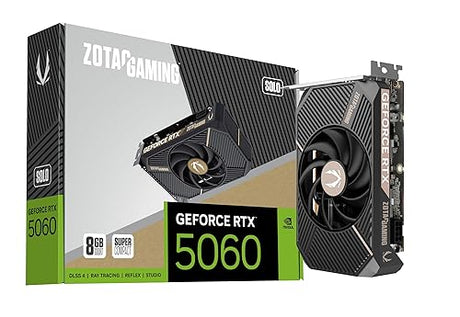 ZOTAC Gaming GeForce RTX 5060 Solo DLSS 4 8GB GDDR7 128-bit 28 Gbps PCIE 5.0 Gaming Graphics Card, SFF-Ready Ultra Compact Card, ZT-B50600G-10L