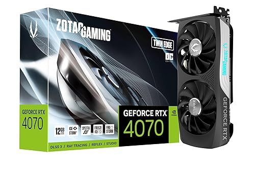 ZOTAC Gaming GeForce RTX 4070 Twin Edge OC GDDR6 DLSS 3 12GB GDDR6 192-bit 20 Gbps PCIE 4.0 Compact SFF Gaming Graphics Card, IceStorm 2.0 Advanced Cooling, Spectra RGB Lighting, ZT-D40740H-10M