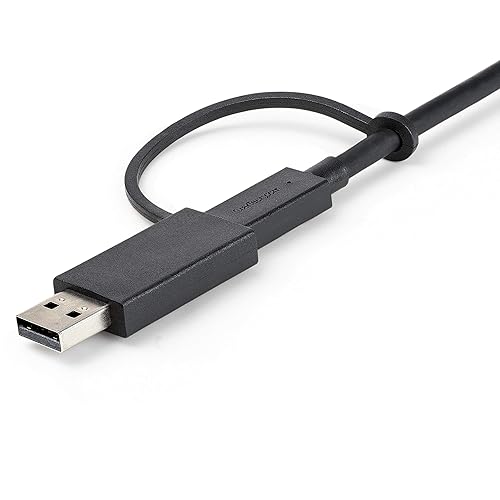 StarTech.com 3ft (1m) USB-C Cable with USB-A Adapter Dongle - Hybrid 2-in-1 USB C Cable w/USB-A - USB-C to USB-C (10Gbps/100W PD), USB-A to USB-C (5Gbps) - Ideal for Hybrid Docking Station (USBCCADP), Black