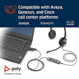 Poly - EncorePro 525 USB-A and USB-C USB Headset (Plantronics) - Acoustic Hearing Protection - Hold & Call Answer Buttons - Dual Ear Wearing Style,Black