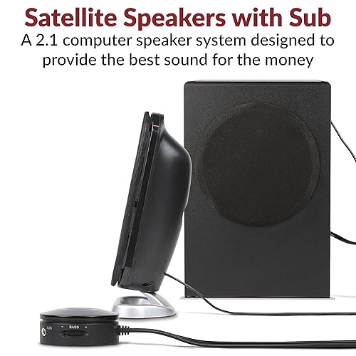 Cyber Acoustics CA-3810 3-Piece Flat Panel Design Subwoofer and Satellite Speaker System