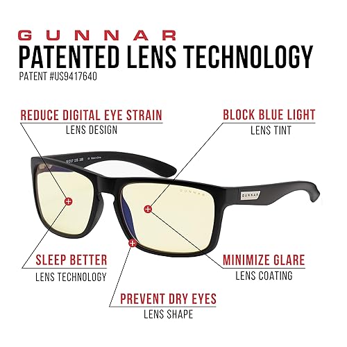 Gunnar - Premium Premium Gaming and Computer Glasses - Blocks 65% - 98% Blue Light - Intercept Amber Tint Emerald Green