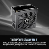 Thermaltake Toughpower GT 850W ATX 3.1 Standard Power Supply; 80 Plus Gold Efficiency; Smart Zero Fan; Native 450W PCIe 5.1 Connector; PS-TPT-0850FNFAGU-3; 5 Year Warranty Gold (ATX 3.1) 850W Black