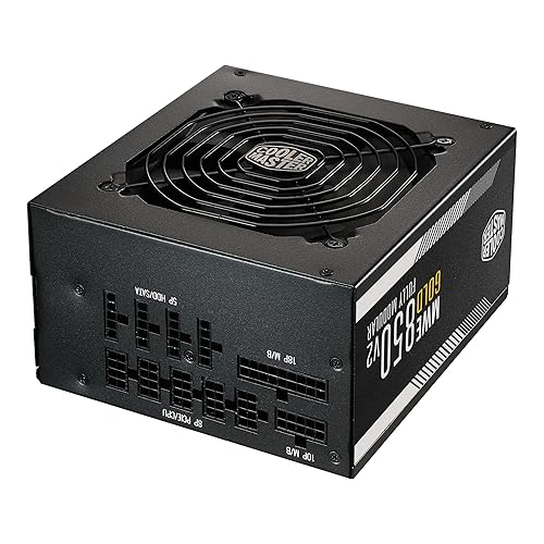 Cooler Master MWE Gold 850 V2 Fully Modular, 850W, 80+ Gold Efficiency, Quiet HDB Fan, 2 EPS Connectors, High Temperature Resilience, 5 Year Warranty, Gold v2 Gold V2 850 V2 Modular