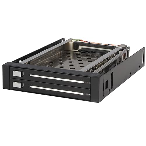 StarTech.com 2 Drive 2.5in Trayless Hot Swap SATA Mobile Rack Backplane - Dual Drive SATA Mobile Rack Enclosure for 3.5 HDD (HSB220SAT25B),Black Single