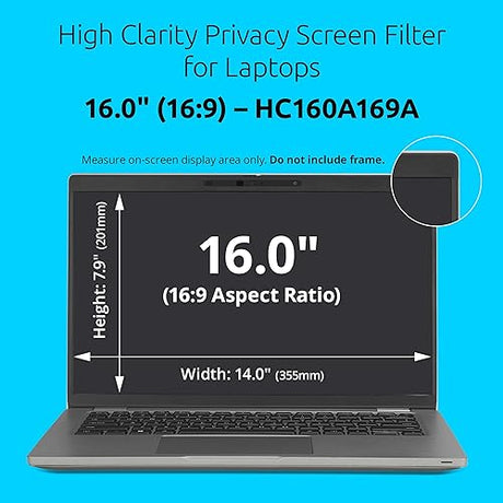 Kensington High Clarity Privacy Screens Filter 16 inch 16:9