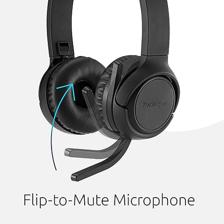 Kensington H1050 EQ Wireless Headset with Microphone, Bluetooth 5.4, ENC Microphone, Earcup Controls, Black (K80182WW) Wireless/On-ear Black