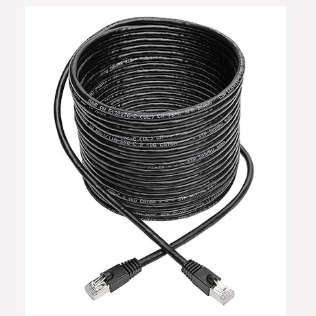 Tripp Lite Cat6a Ethernet Cable (M/M), Shielded Cat6a Cable, STP Network Patch Cable, 10 Gbps, PoE, Black, 35 ft. (N262-035-BK) Black 35 ft