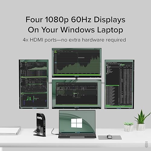 Plugable 14-in-1 USB C Docking Station | 4X HDMI Quad Dock with 100W Charging, HDMI Displays | Compatible with Windows, Thunderbolt (4X USB, 1x USB-C, Ethernet, SD Card, Audio) UD-3900C4