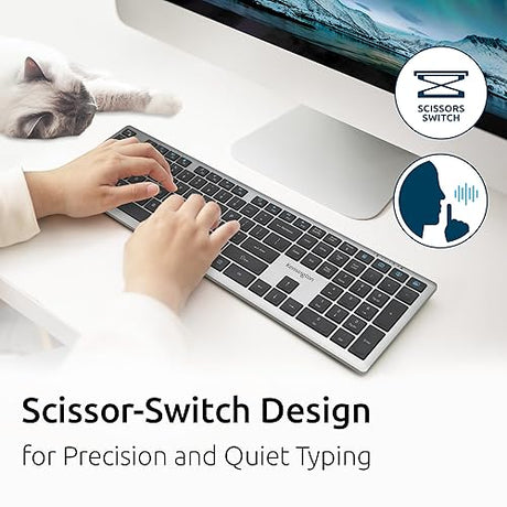 Kensington KB535 Wireless Keyboard, Bluetooth & 2.4GHz Connection, Full-Size Layout, Quiet Scissor-Switch Keys, Programmable, Copilot Hotkey, Compatible with Windows, Black (K75408NA) Full size Wireless
