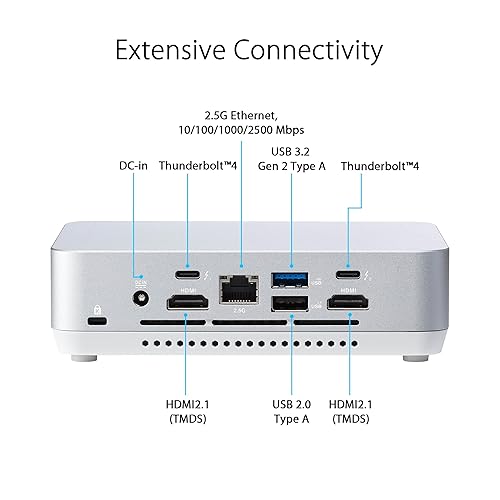 ASUS NUC 14 Pro+ Full System Mini PC with Intel 14th Gen Core Ultra 7 155H, 32GB DDR5 RAM, 1TB PCIe G4x4 NVMe SSD, Thunderbolt 4, Win 11 Home, Silver Aluminum Chassis, VESA Mount Included