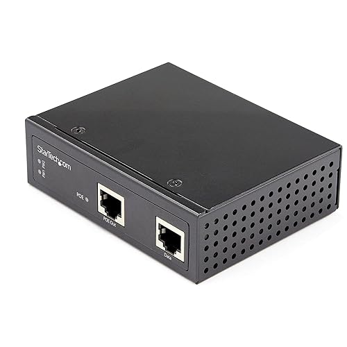 StarTech.com Industrial Gigabit PoE Injector - High Speed/High Power 90W - 802.3bt PoE++ 52V-56VDC DIN Rail UPoE/Ultra Power Over Ethernet Injector Adapter -40C to +75C Rugged (POEINJ1G90W)