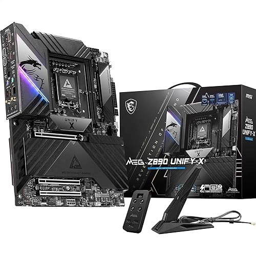 MSI MEG Z890 Unify-X Motherboard, ATX - Supports Intel Core Ultra Processors (Series 2), LGA 1851-110A SPS, DDR5 Memory (9600+ MT/s OC), PCIe 5.0 & 4.0 x16, M.2 Gen5, Thunderbolt 4, Wi-Fi 7, 5G LAN