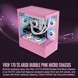 Thermaltake View 170 TG ARGB m-ATX Chassis; 3x120mm ARGB Lite Fans Included; 280mm Radiator Support; 340mm GPU Clearance; 160mm Air Cooler Max Height; Bubble Pink; CA-1Z4-00MAWN-01 View 170 Bubble Pink