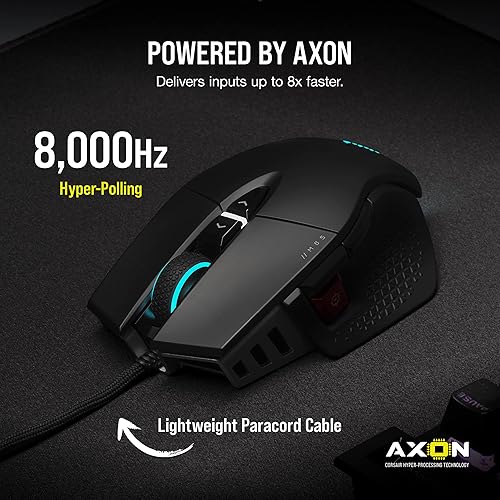 Corsair M65 RGB Ultra Tunable FPS Gaming Mouse - CORSAIR Marksman 26,000 DPI Optical Sensor, Optical Switches, AXON Hyper-Processing Technology, Sensor Fusion Control, Tunable Weight System - Black Wired