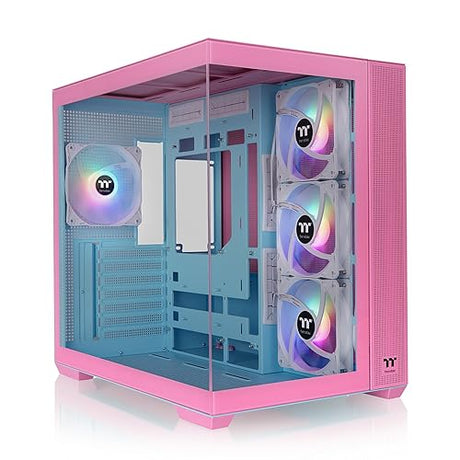 Thermaltake View 380 TG ARGB Mid Tower Chassis; 4x120mm ARGB Lite Fans Included; 360mm Radiator Support; 415mm GPU Clearance; Hidden Connector Support; Bubble Pink; CA-1Z2-00MAWN-00