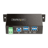 StarTech.com 4-Port Managed USB Hub with 4X USB-A, Heavy Duty with Metal Industrial Housing, ESD & Surge Protection, Wall/Desk/Din-Rail Mountable, USB 3.0/3.1/3.2 Gen 1 5Gbps (5G4AINDRM-USB-A-HUB)