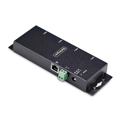 StarTech.com 4-Port Serial to Ethernet Adapter, IP Serial Device Server for Remote RS232 Devices, Wall/DIN Rail, LAN to DB9