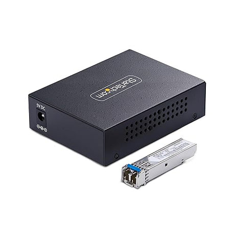 StarTech.com Gigabit Singlemode (SM) LC Fiber Media Converter, 10/100/1000 Mbps, 20km, RJ45 to LC, Full Metal, TAA Compliant