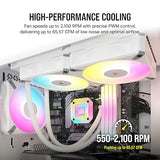 Corsair iCUE AF120 RGB Elite 120mm PWM Triple Fan Kit - Eight RGB LEDs Per Fan - AirGuide Technology - Fluid Dynamic Bearing - Zero RPM Fan Mode - Included iCUE Lighting Node CORE Controller - White