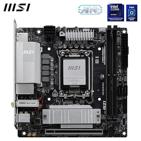 MSI PRO H810I WiFi Motherboard, ITX - Supports Intel Core Ultra Processors (Series 2), LGA 1851 - DDR5 Memory Boost (6400 MT/s MAX), PCIe 5.0 x16, M.2 Gen4, 2.5G LAN