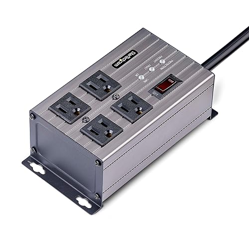 StarTech.com 4-Outlet Industrial Power Strip 125V/15A, EMI/RFI Isolation, Mountable PDU, 8ft/2.4m Power Cord, NEMA 5-15P/R