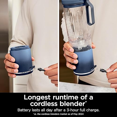 Ninja Blender, Blast Max, Cordless, Personal Blender for Smoothies, Frozen Drinks, Ice Crush, 22 oz. Removable Vessel, Leakproof Lid, BPA-Free, Dishwasher Safe, Auto-iQ Technology, Deep Navy, BC251CNV