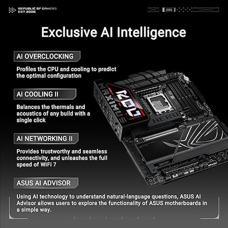 ASUS ROG Maximus Z890 Hero Intel® Z890 LGA 1851 ATX Motherboard, Advanced AI PC-Ready, 22+2+1+2 Stages, DDR5, WiFi 7, 3X PCIe® 5.0 M.2, Thunderbolt™ 4, USB Type-C®, AI Overclocking/Cooling/Networking