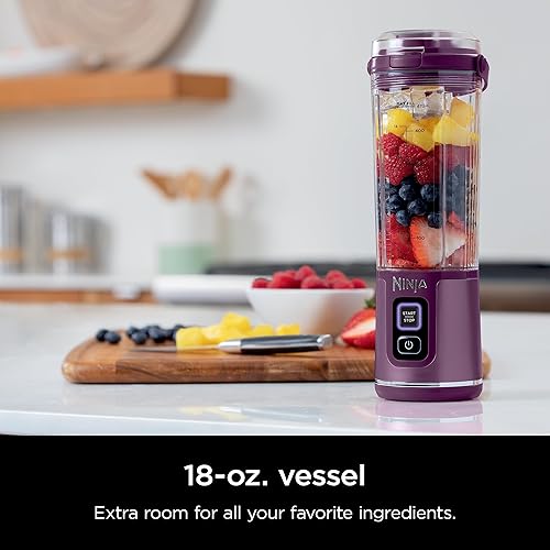 Ninja Blast Portable Blender, Cordless, 18oz. Vessel, Personal Blender for Shakes & Smoothies, BPA Free, Leakproof Lid, USB-C Rechargeable, Purple, BC151PRC (Canadian Version)