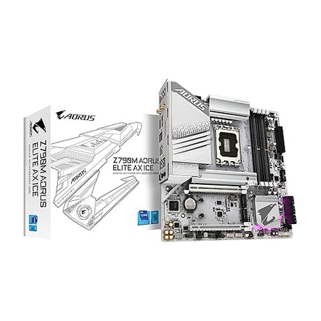 GIGABYTE Z790M AORUS ELITE AX ICE LGA 1700 Intel Z790 M-ATX Motherboard with DDR5, Triple M.2, PCIe 5.0, USB 3.2 Gen2X2 Type-C, Intel Wi-Fi 6E, 2.5GbE LAN, Q-Flash Plus, EZ-Latch Plus