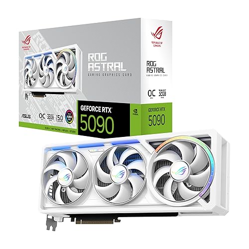 ASUS ROG Astral GeForce RTX™ 5090 White OC Edition Gaming Graphics Card (PCIe® 5.0, 32GB GDDR7, HDMI®/DP 2.1, 3.8-Slot, 4-Fan Design, Axial-tech Fans, Patented Vapor Chamber)